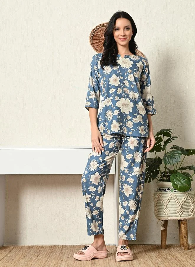 Take Two Women Floral Print Top and Pyjama Set By Ichaa